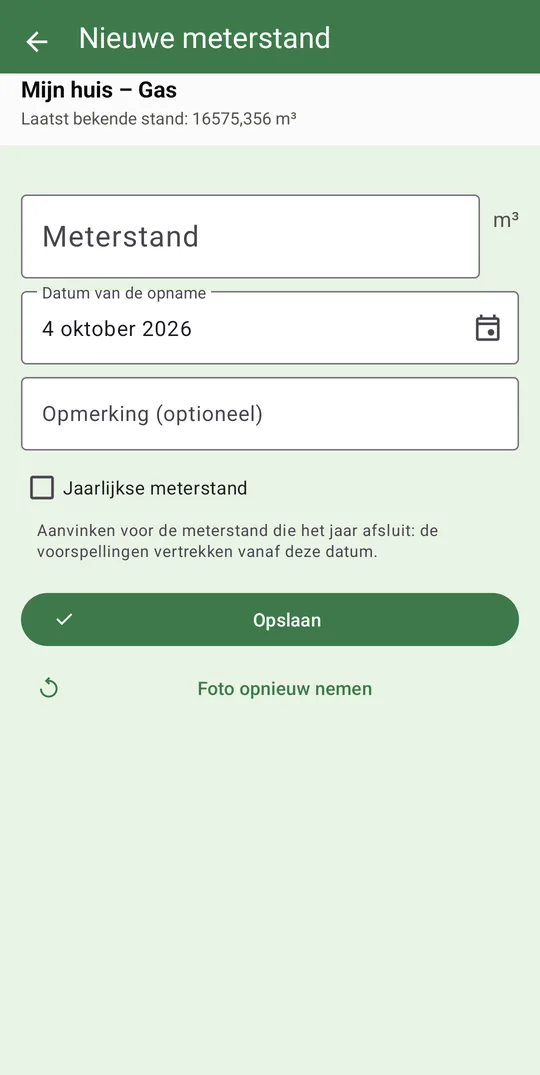 Een meterstand invoeren